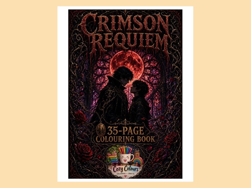 Crimson Requiem gothic colouring book cover