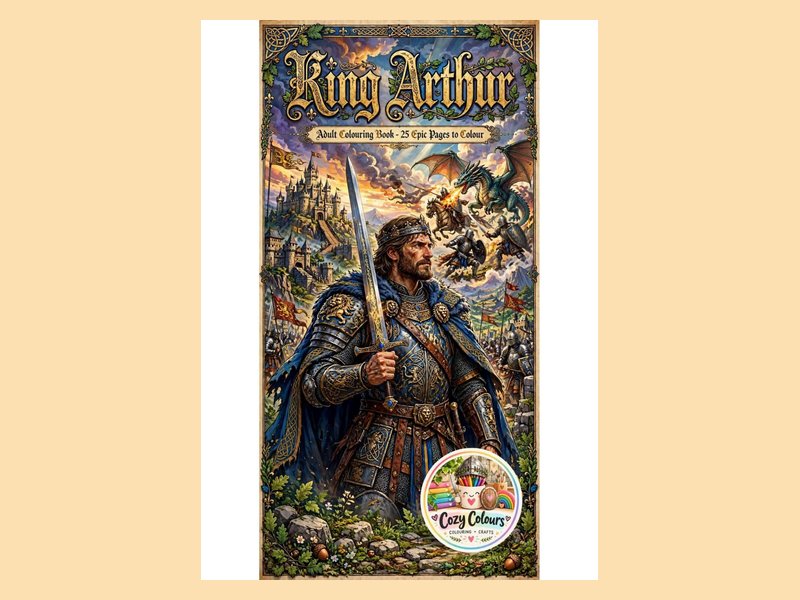 King Arthur adult colouring book cover