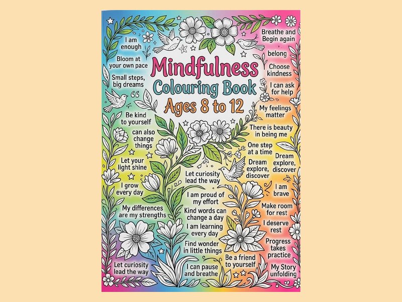 Mindfulness colouring book ages 8 to 12 cover