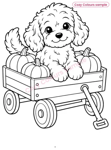 Sample page 2 from Cute Cockerpoo Halloween Colouring Book