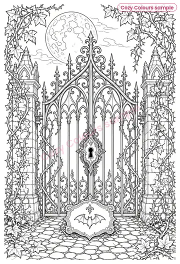 Sample page 1 from Crimson Requiem — A Gothic Colouring Book