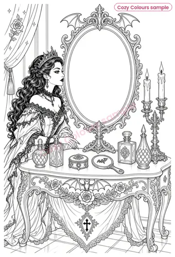 Sample page 3 from Crimson Requiem — A Gothic Colouring Book