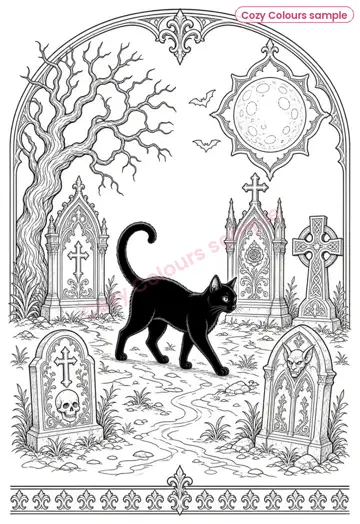 Sample page 4 from Crimson Requiem — A Gothic Colouring Book