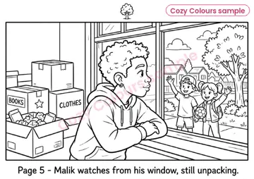 Sample page 2 from Christmas on Maple Street — A Cozy Teen Colouring Book