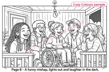 Sample page 3 from Christmas on Maple Street — A Cozy Teen Colouring Book