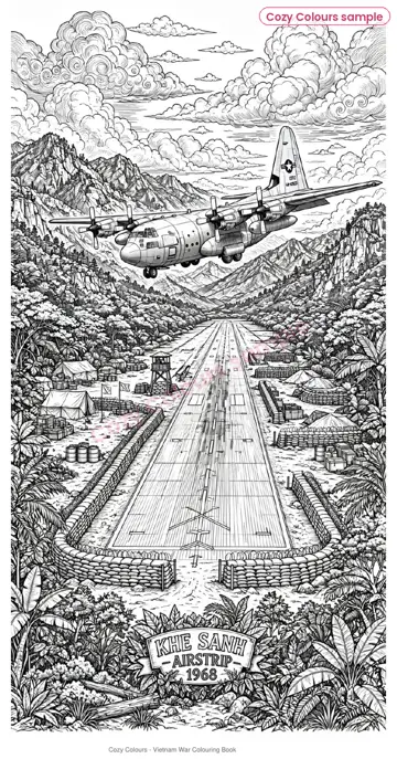 Sample page 3 from Vietnam War Colouring Book