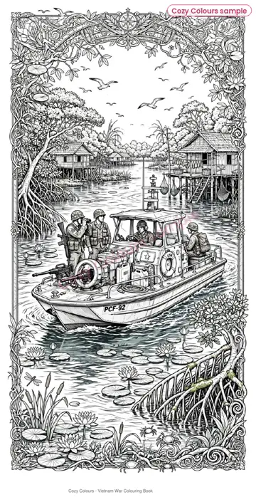 Sample page 4 from Vietnam War Colouring Book